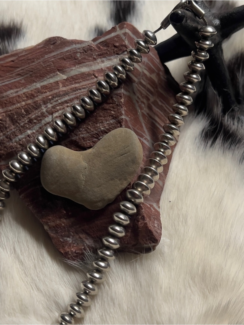 Sterling Silver Bead Necklace - native Silver